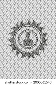 graduated icon inside silver badge. Scales pattern. Vector Illustration. Detailed. 