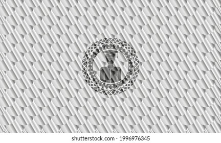 graduated icon inside silver color emblem. Scales pattern. Vector Illustration. Detailed. 