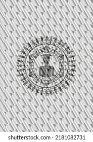 icono graduado dentro del emblema o placa de plata. Patrón de escalas. Ilustración vectorial. Detallado. 