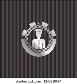 graduated icon inside silver shiny emblem