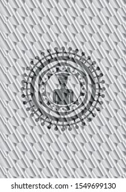 graduated icon inside silver shiny emblem. Scales pattern. Vector Illustration. Detailed.