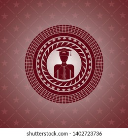 graduated icon inside vintage red emblem