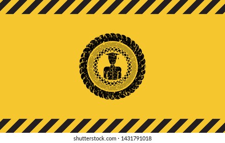 graduated icon inside warning sign, black grunge emblem. Vector Illustration. Detailed.