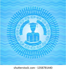 graduated icon inside water concept emblem.
