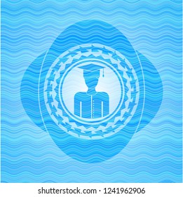 graduated icon inside water wave representation style emblem.