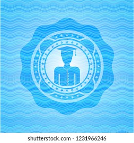 graduated icon inside water wavec oncept emblem.