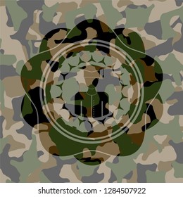 graduated icon on camouflaged pattern