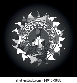 graduated icon on grey camouflaged texture