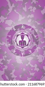 graduated icon on pink and purple camo texture. 