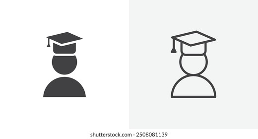 Graduated icon in solid and outlined style