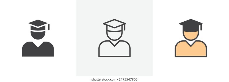 Graduated icon symbol collection on white background.