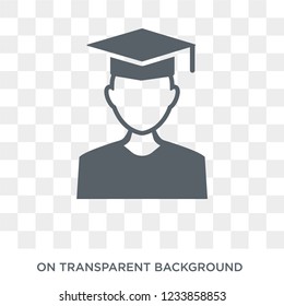 Graduated icon. Trendy flat vector Graduated icon on transparent background from Professions collection. 