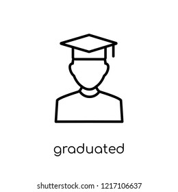 Graduated icon. Trendy modern flat linear vector Graduated icon on white background from thin line Professions collection, editable outline stroke vector illustration