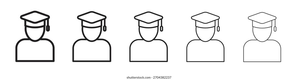 Graduated iconBlack linear bold and thin strokes set