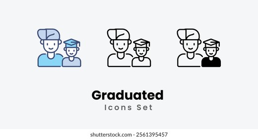 Graduated Icons thin line and glyph vector icon stock illustration