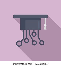 Graduated machine learning hat icon. Flat illustration of graduated machine learning hat vector icon for web design