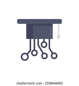 Graduated machine learning hat icon. Flat illustration of graduated machine learning hat vector icon isolated on white background