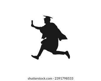 Graduated man silhouette vector on white background. Collection of Graduates Celebrating silhouettes in different poses. Graduate students in academic square cap, silhouette.  student hat vector . 