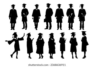 Graduated student, Graduate Silhouette, Graduated at university Silhouette, Happy Graduation Activity Silhouettes