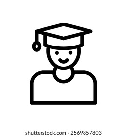 Graduated student icon Black and white outline vector