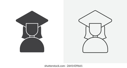 Graduated student icon Line graphics illustration