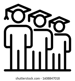 Graduated student icon. Outline graduated student vector icon for web design isolated on white background