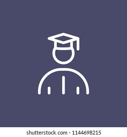 Graduated student icon simple flat style outline illustration.