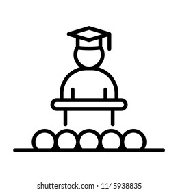 Graduated student icon simple flat style outline illustration.