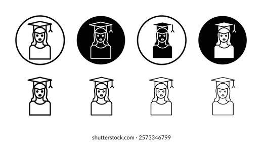 Graduated student icon vector line logo mark or symbol set collection outline style