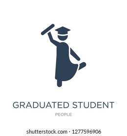 graduated student icon vector on white background, graduated student trendy filled icons from People collection, graduated student vector illustration