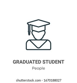 Icono de vector de contorno de estudiante graduado. Icono de alumno graduado en línea delgada, ilustración de elemento simple vector plano de personas editables concepto de trazo aislado en fondo blanco