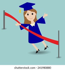 Graduated student running to the finish line