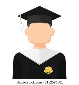 Graduated student in simple flat vector, personal profile icon or symbol, people concept vector illustration.