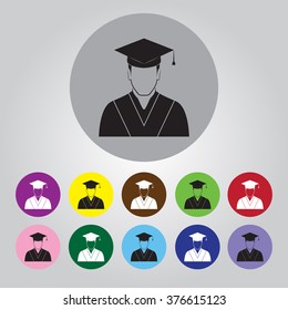 Graduated student. Vector icon