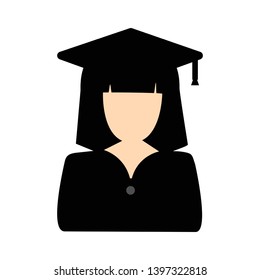 Graduated student vector icon. filled flat sign for mobile concept and web design. Person with graduation cap glyph icon. Symbol, logo illustration. Pixel perfect vector graphics