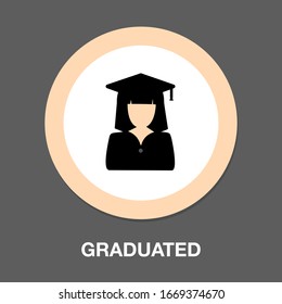 Graduated student vector icon. filled flat sign for mobile concept and web design. Person with graduation cap glyph icon. Symbol, logo illustration. Pixel perfect vector graphics