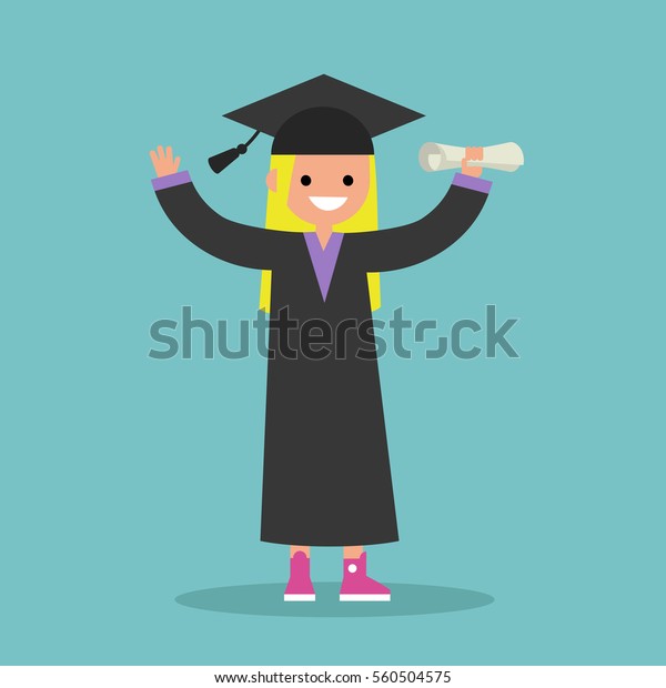 Graduated Student Wearing Cap Gown Flat Stock Vector Royalty Free Graduated Student Wearing Cap Gown Flat Stock Vector Royalty Free