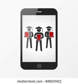 Graduated students icon in smartphone