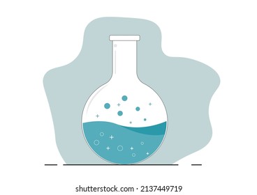 Tubos de ensayo graduados, beakers y botellas rellenados con diferentes ilustraciones líquidas de color. Equipo para la recolección de pruebas de química. 4