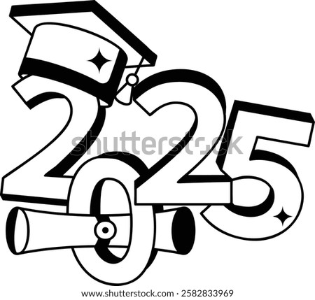 Graduated in Twenty Twenty Five vector icon design 2025 welcome sign, festive holiday season symbol new year party decor stock illustration, Warmest congratulations on completing Certification concept