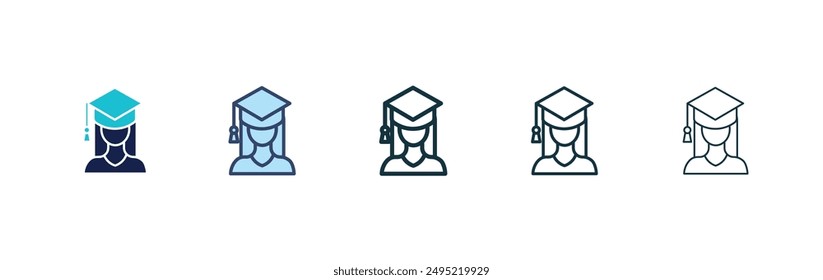 Graduated vector icon set black filled and outlined style.