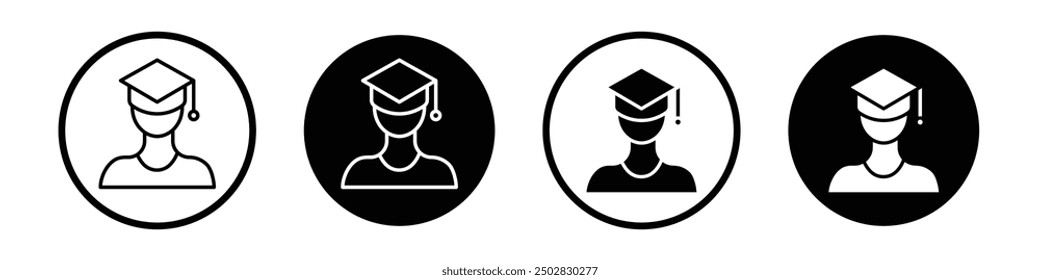 Graduated vector icon set black filled and outlined style.