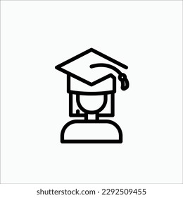 graduated, woman, girl icon, isolated icon in light background, perfect for website, blog, logo, graphic design, social media, UI, mobile app