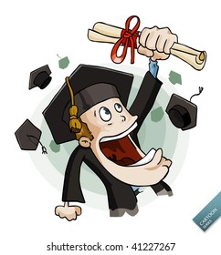 Graduated young student. Detailed vector illustration in isolated in white.