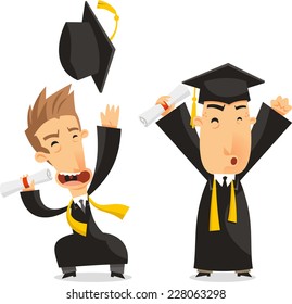 Graduates Bachelor Academic Degree, vector illustration cartoon.