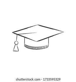 Graduate's cap. Empty outline isolated on white background, simple linear design
