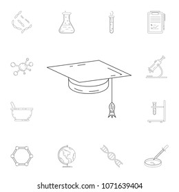 Graduate's cap icon. Detailed set of Science and lab illustrations. Premium quality graphic design icon. One of the collection icons for websites, web design, mobile app on white background