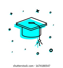 icono de la gorra del graduado. Línea delgada simple, contorno, glifo, vectores planos de la educación iconos ui y ux, sitio web o aplicación móvil