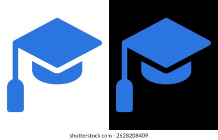 Graduate's cap icon.Degree vector illustration on black and white background.