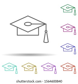 Graduate's cap multi color icon. Simple thin line, outline vector of education icons for ui and ux, website or mobile application